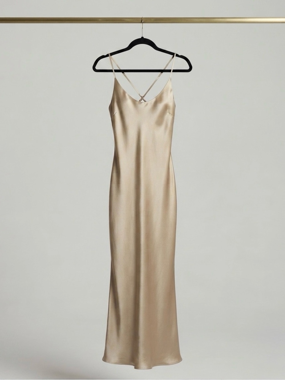 Champagne Satin Maxi Dress